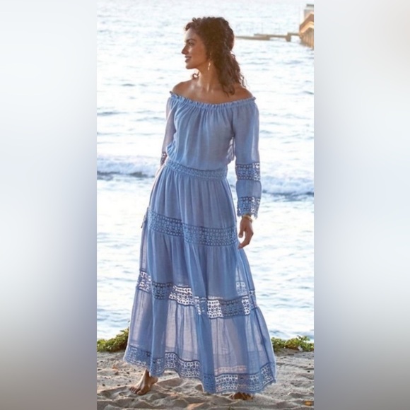 Soft Surroundings Dresses & Skirts - SOFT SURROUNDINGS Emma Tiered Long Sleeve
Blue Maxi Dress, Size Medium